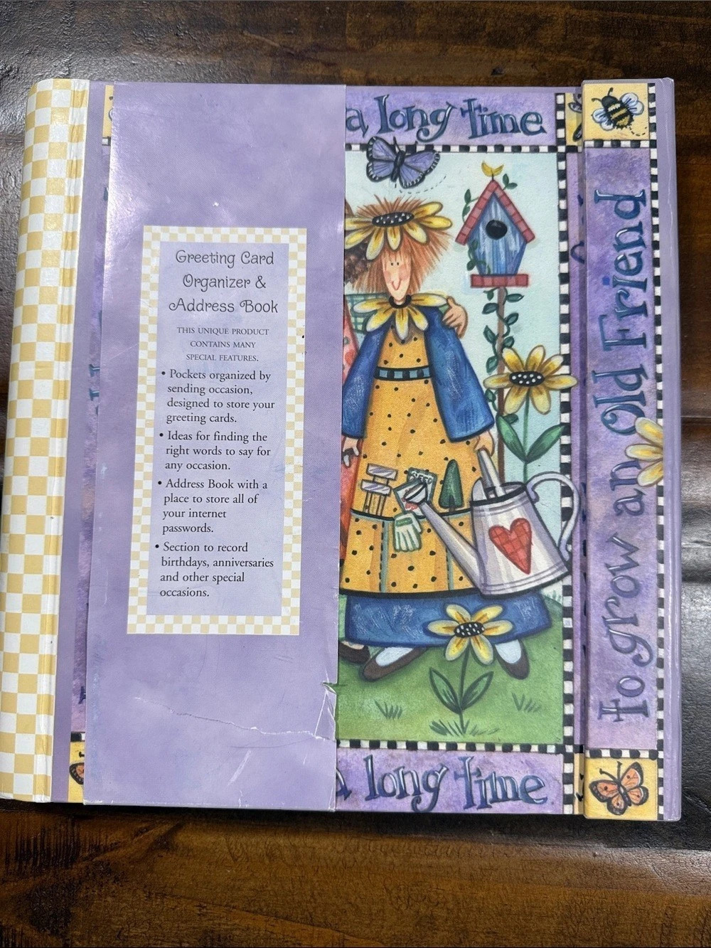 Greeting Card Organizer & Address Book Floral Purple New
